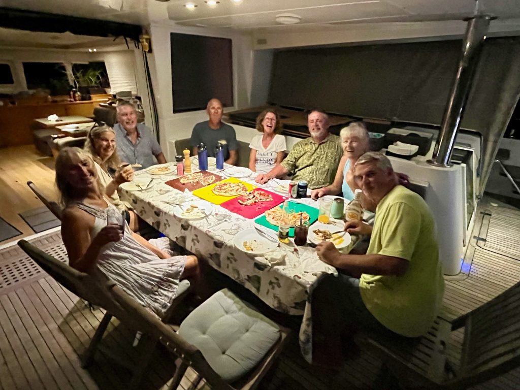 Pizza Party on fellow cruiser's boat