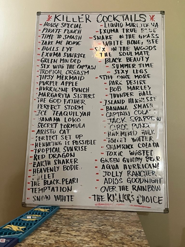 Killer's famous drink list